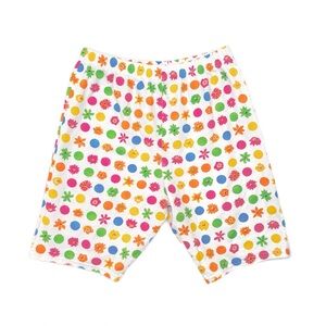 Vintage Hanes HerWay White Floral Dot Easy Casual Cotton Jersey Biker Shorts